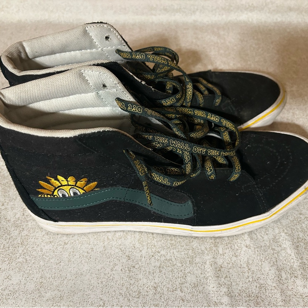 Black and Yellow High-Top Vans